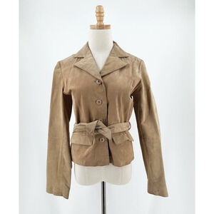 VTG Style Wilsons Suede Leather Blazer Trench Jacket Medium Belt Boho Retro